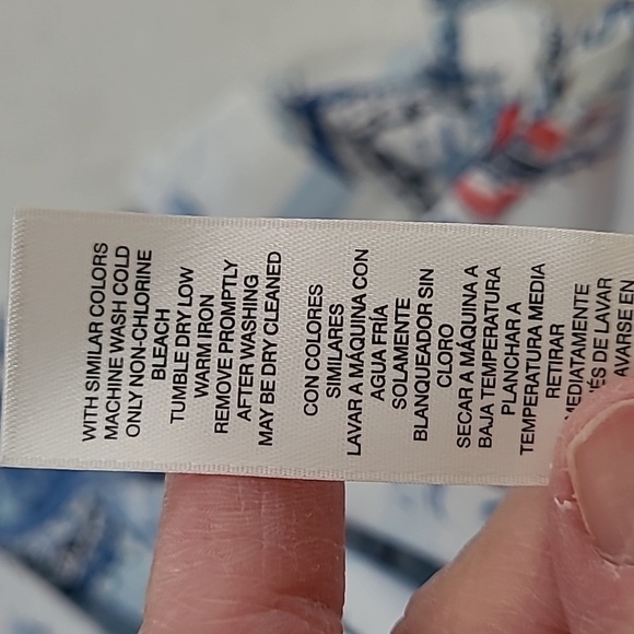 Chico's White with Blue Stripes & Colorful Paisley Print Button-up Top size 3 - Picture 5 of 8